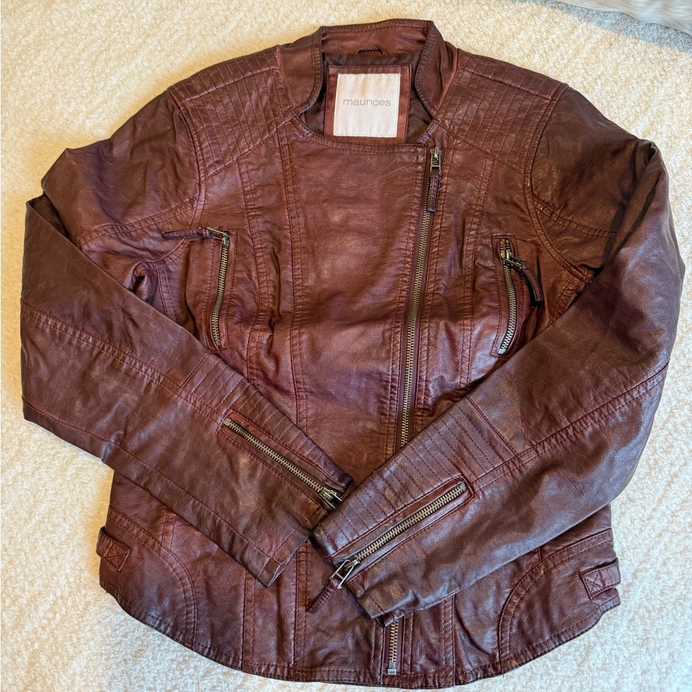 Maurices Deep Red Leather Jacket